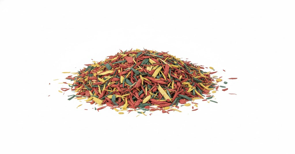 Loose fill Rubber Designs Rubber Mulch with multicolored recycled tire buffing pieces for durable playground surfacing