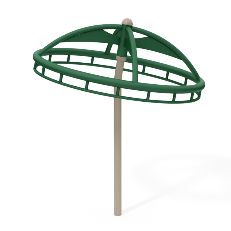 Wisdom Hang and Spin freestanding playground spinner with green circular ring and central post