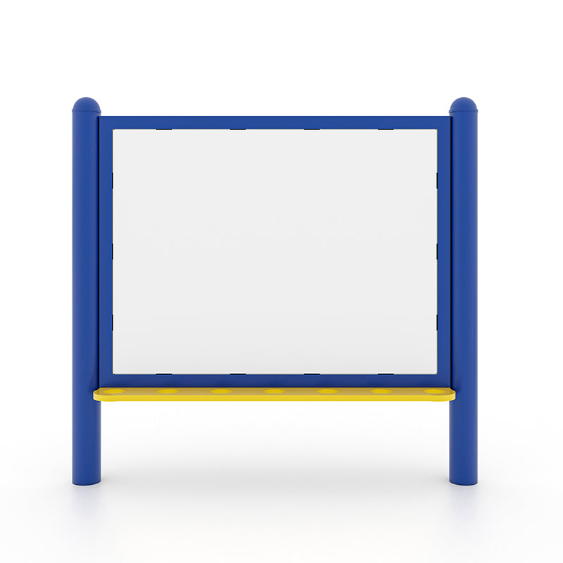 Wise Whiteboard Playground Activity Panel with blue frame and yellow marker tray for outdoor creative play and learning