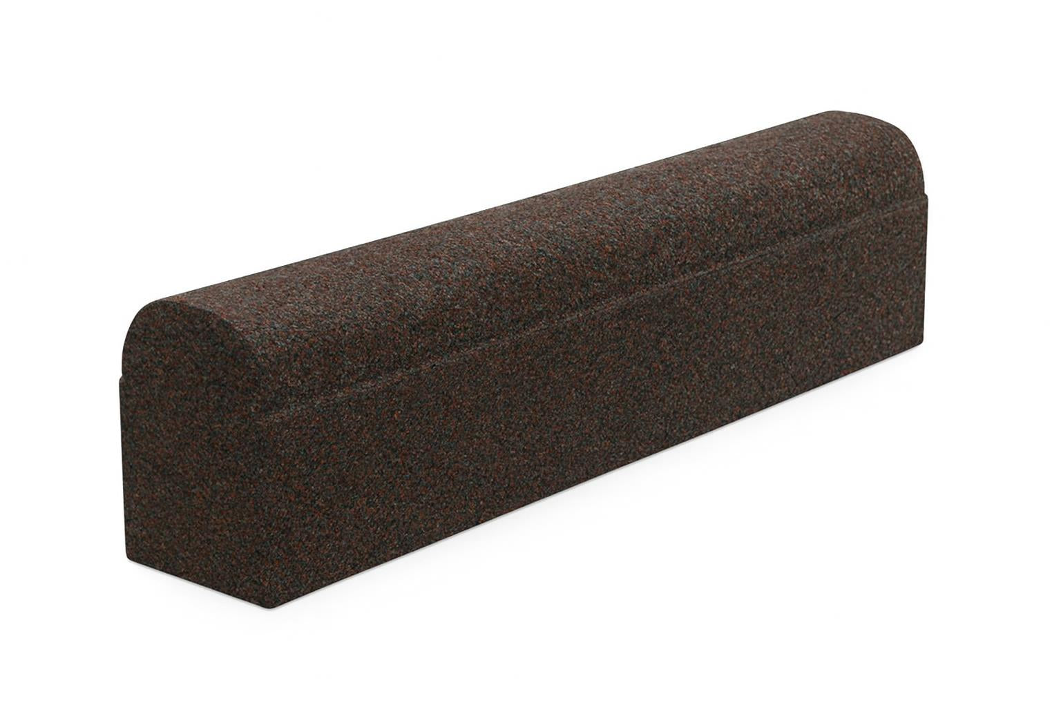 Rubberific Playground Border Timbers earthtone brown flexible recycled rubber with rounded top and drainage ports separating mulch and grass