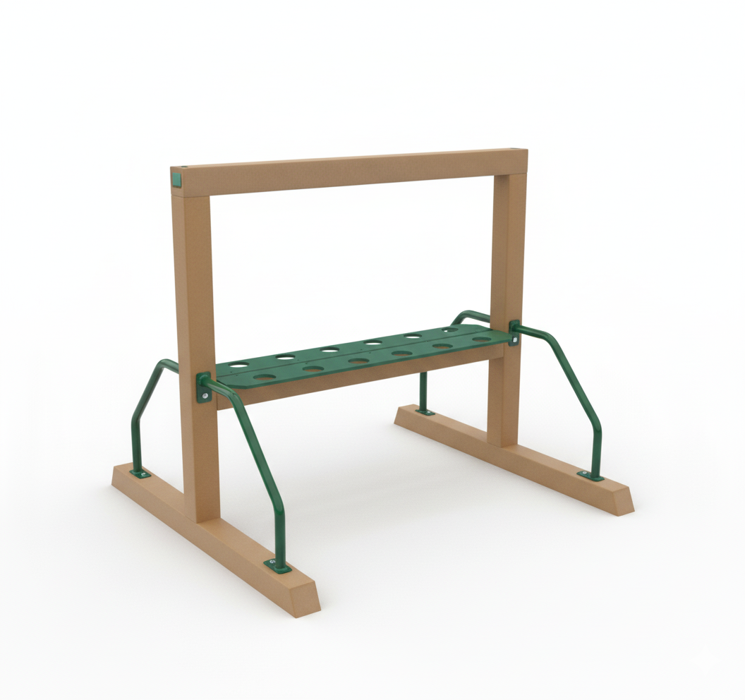 Group Art Easel Panel with sturdy brown frame and green support bars for collaborative outdoor artistic play and creativity