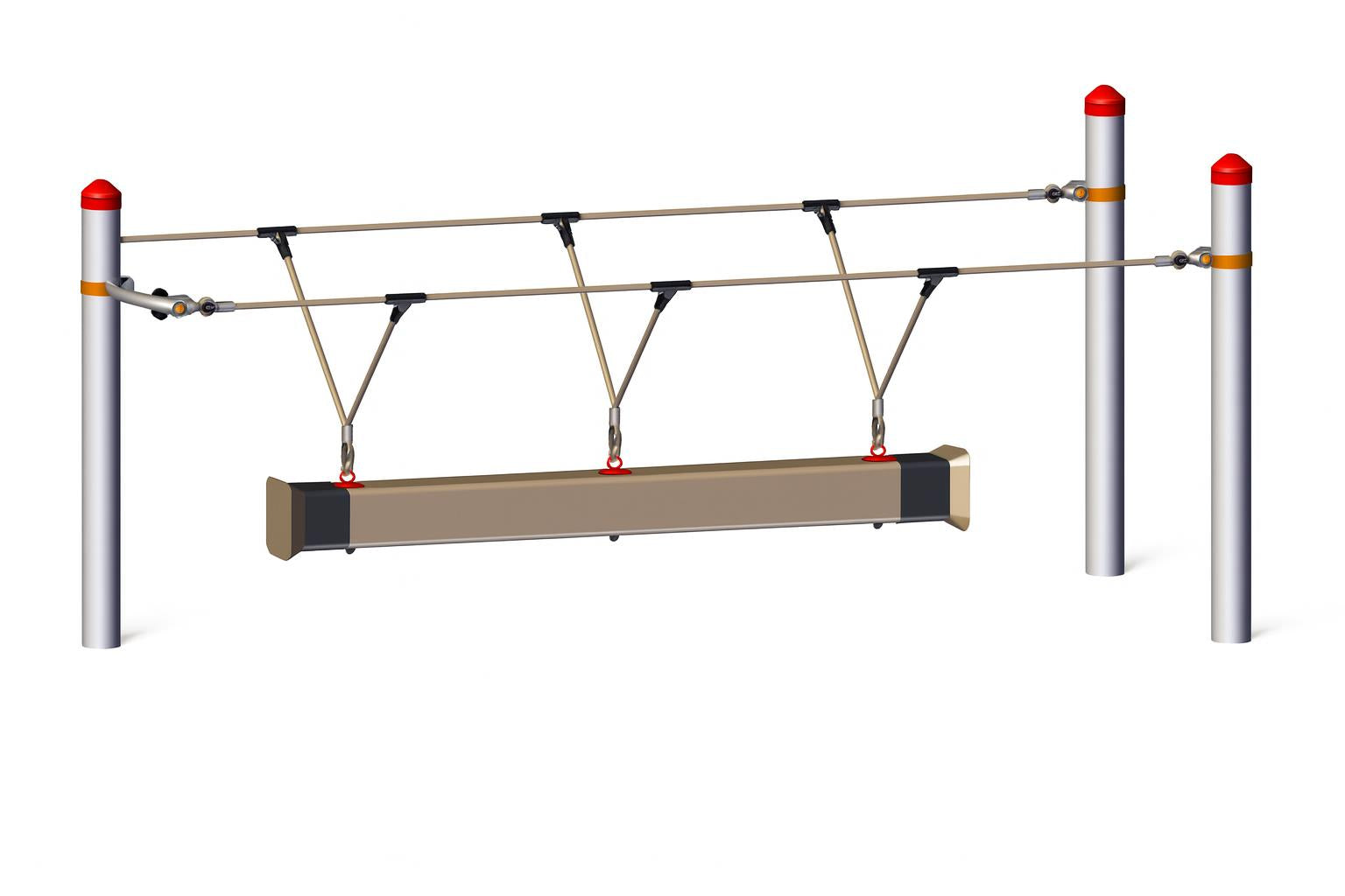 BigRope Swinger balance beam swing with sturdy ropes and metal posts for safe climbing and swinging play
