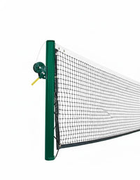 Sub-Collection image Official Tennis Net with black double braided polyethylene netting, reinforced white headband, and green tension post with crank.