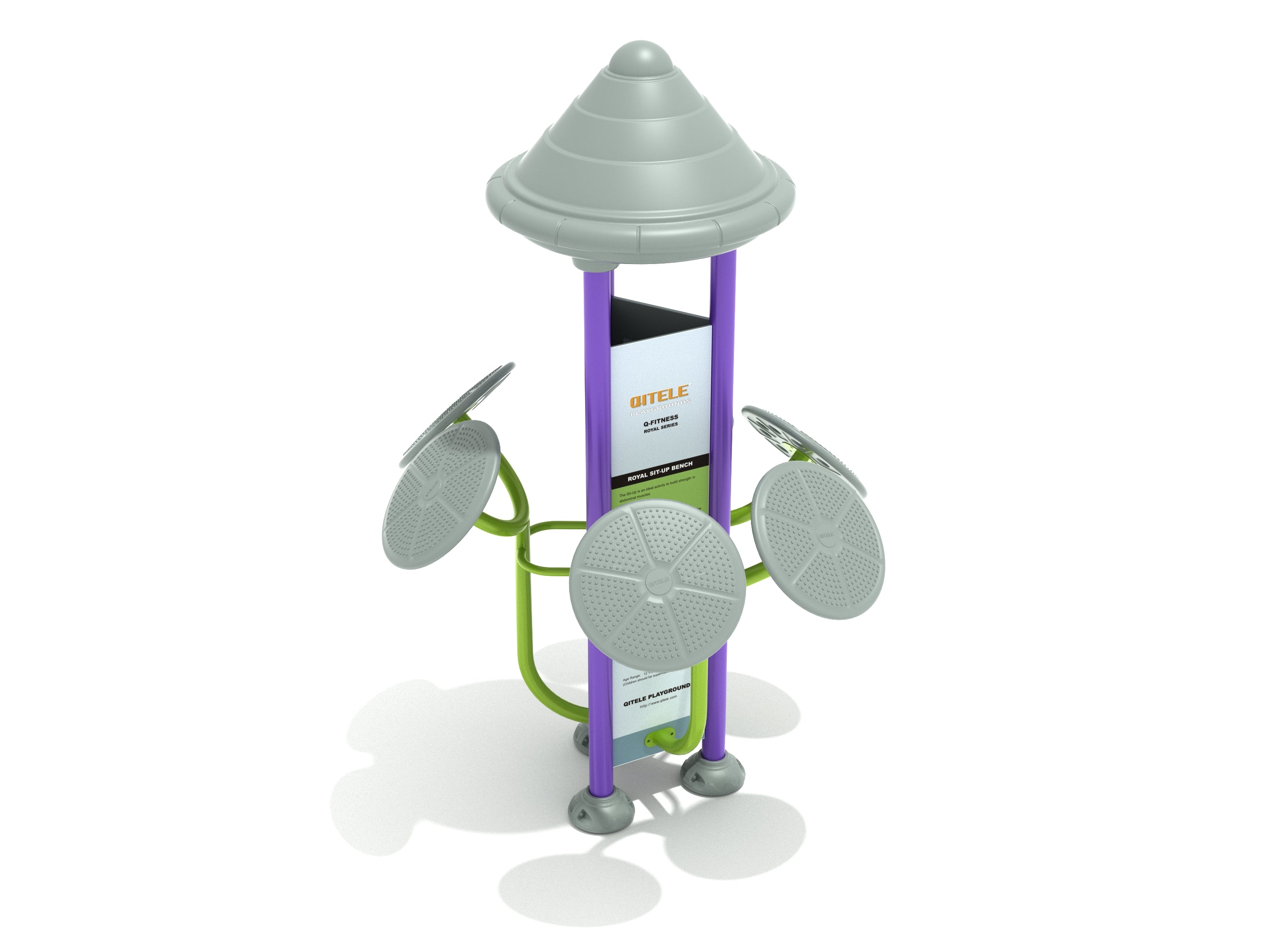 Royal Triple Station Tai Chi Hand Swing with three rotating hand disks and purple-green metal frame for outdoor fitness and group exercise