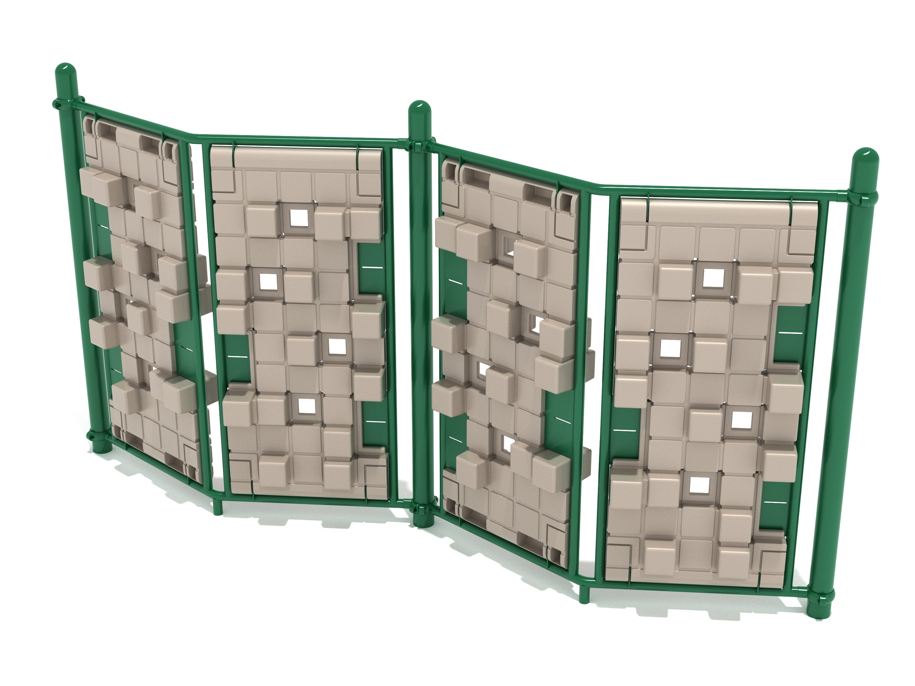 Pixel Zigzag Climber with green frame, beige pixel-like climbing panels arranged in a playful zigzag pattern for skill-building play