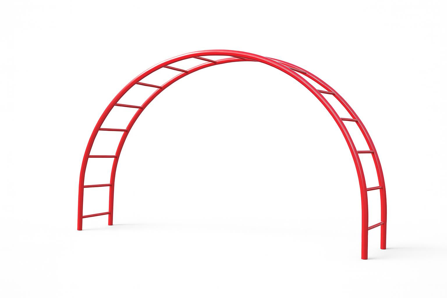 Half Moon Climber red arched climbing structure with ladder rungs, designed for active play and coordination development