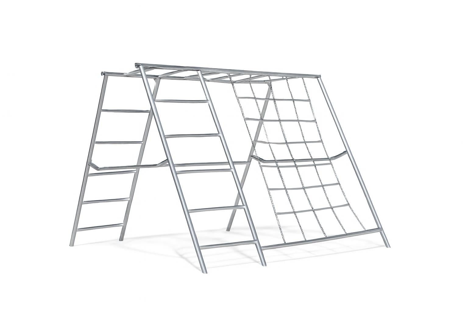 Net Climber galvanized steel climbing equipment with plastic-covered net and children climbing on sloped sides