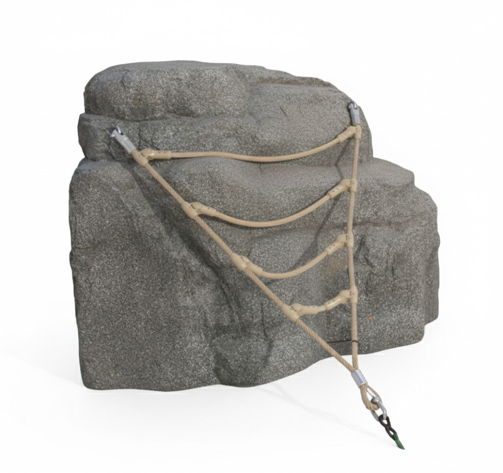Nature Rocks Pike's Peak Climbing Rock with small granite boulder and V ladder net for climbing play and motor skill development
