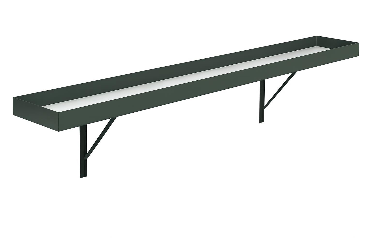 Royal Victorian Seed Tray green metal shelf with raised edges and support brackets for greenhouse use