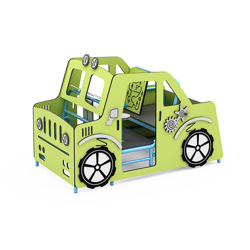 Zoomster Car Play Event small green play structure with interactive gears and steering wheel for imaginative child play