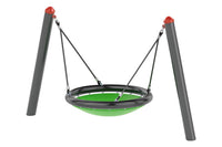 Sub-Collection image Bird's Nest Mini Cradle swing with green nest seat, black frame, and red-topped gray support posts