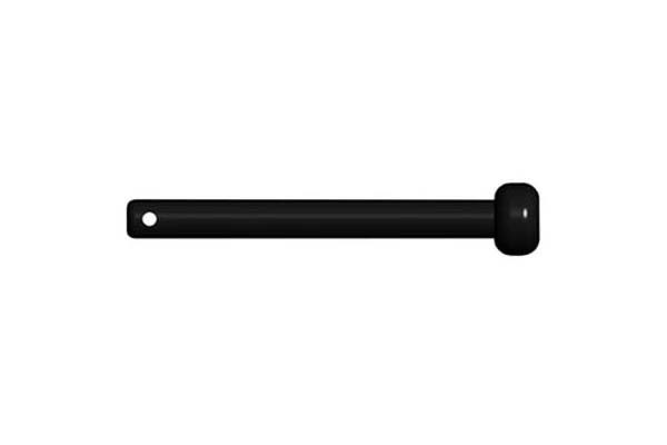 Black replacement mallet with rounded head and handle hole, designed for musical instrument use and durability