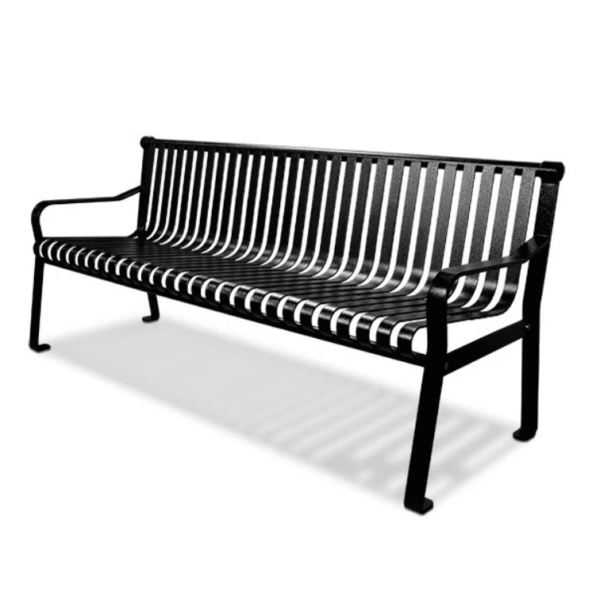 6' Commercial Slatted Steel Bench With Back