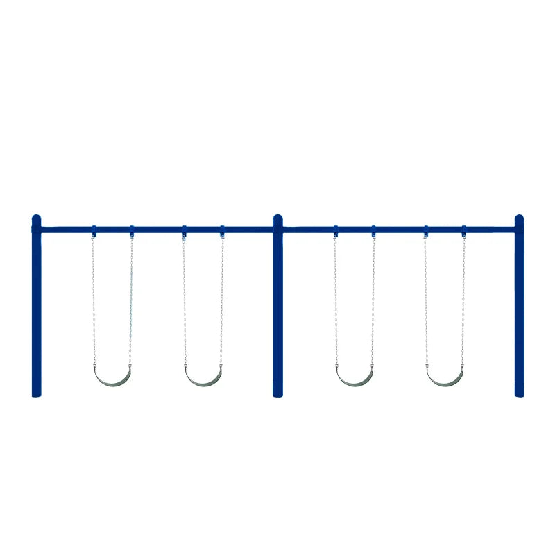 Single Post Swing Set in Blue with 4 Swings