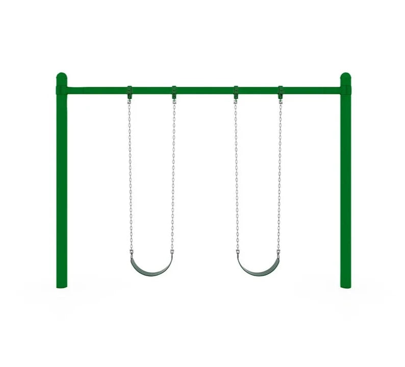 Single Post Swing Set in Green with 2 Swings
