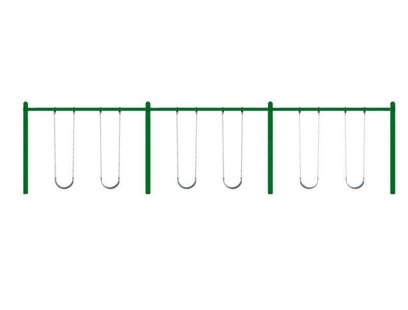 Single Post Swing Set in Green with 6 Swings