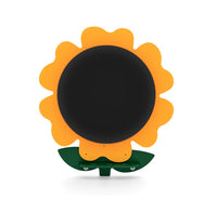 Sub-Collection image Fiona the Flower Chalkboard with orange flower petals, black circular writing surface, and green leaf base for creative play and doodling