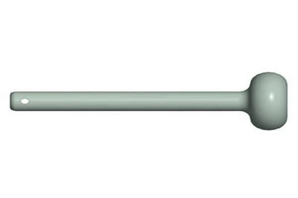 Light gray mallet with rounded head and handle hole, designed for contrabass chimes and percussion instruments