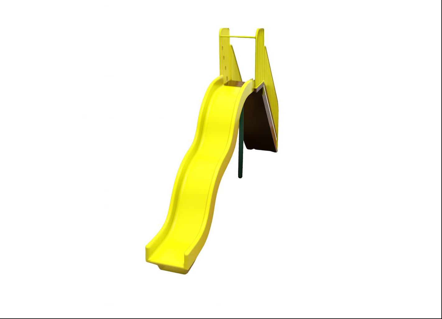 Bump Wave Slide playground slide with bright yellow dual bump design and green powder-coated support posts