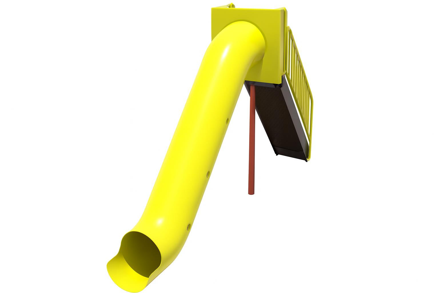 Six Foot Tall Straight Tube Slide bright yellow enclosed playground slide with sturdy stairs and handrails on playground surface