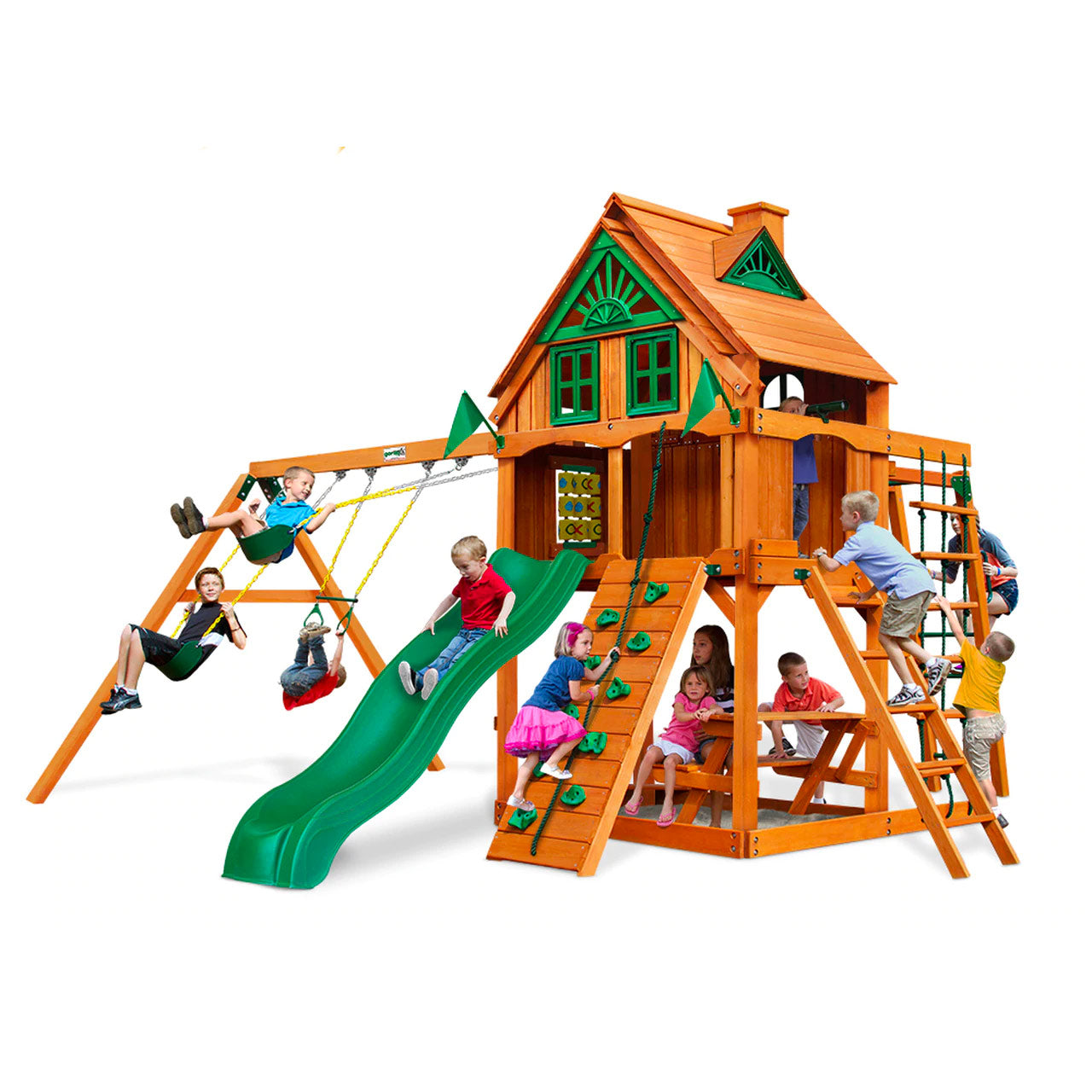 Navigator Wooden Swing Set With Treehouse Addon