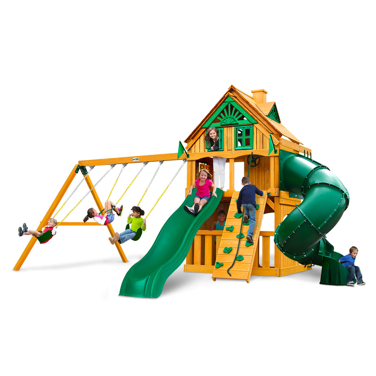 Mountaineer Clubhouse AP Wooden Swing Set | WillyGoat Playground & Park Equipment