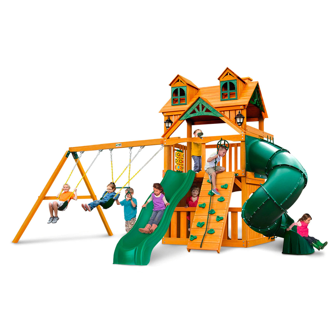 Mountaineer swing set store with wood roof