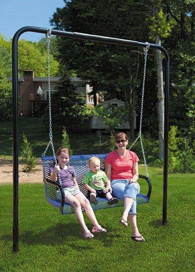 In-ground Steel Lawn Swing and Frame with Diamond or Wave Plank (4 or 6 Feet Long) | WillyGoat Playground & Park Equipment