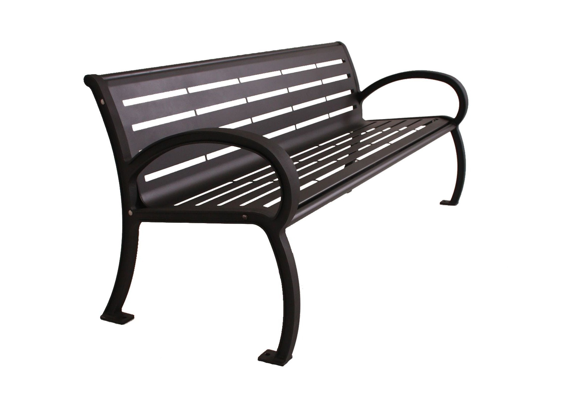 Wilmington Horizontal Slat Bench with Back | WillyGoat Playground & Park Equipment