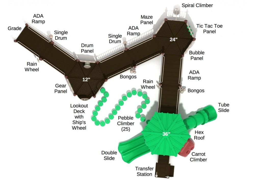 Charles Mound Fully Accessible Playground Top View With Parts