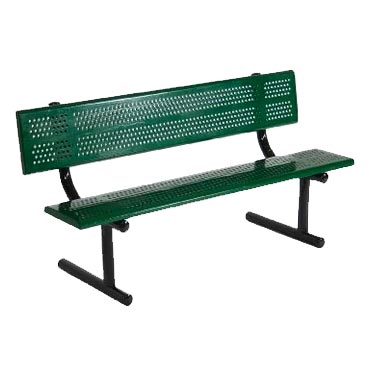 Standard Perforated Green Bench With Back 8 Foot Rolled Edge