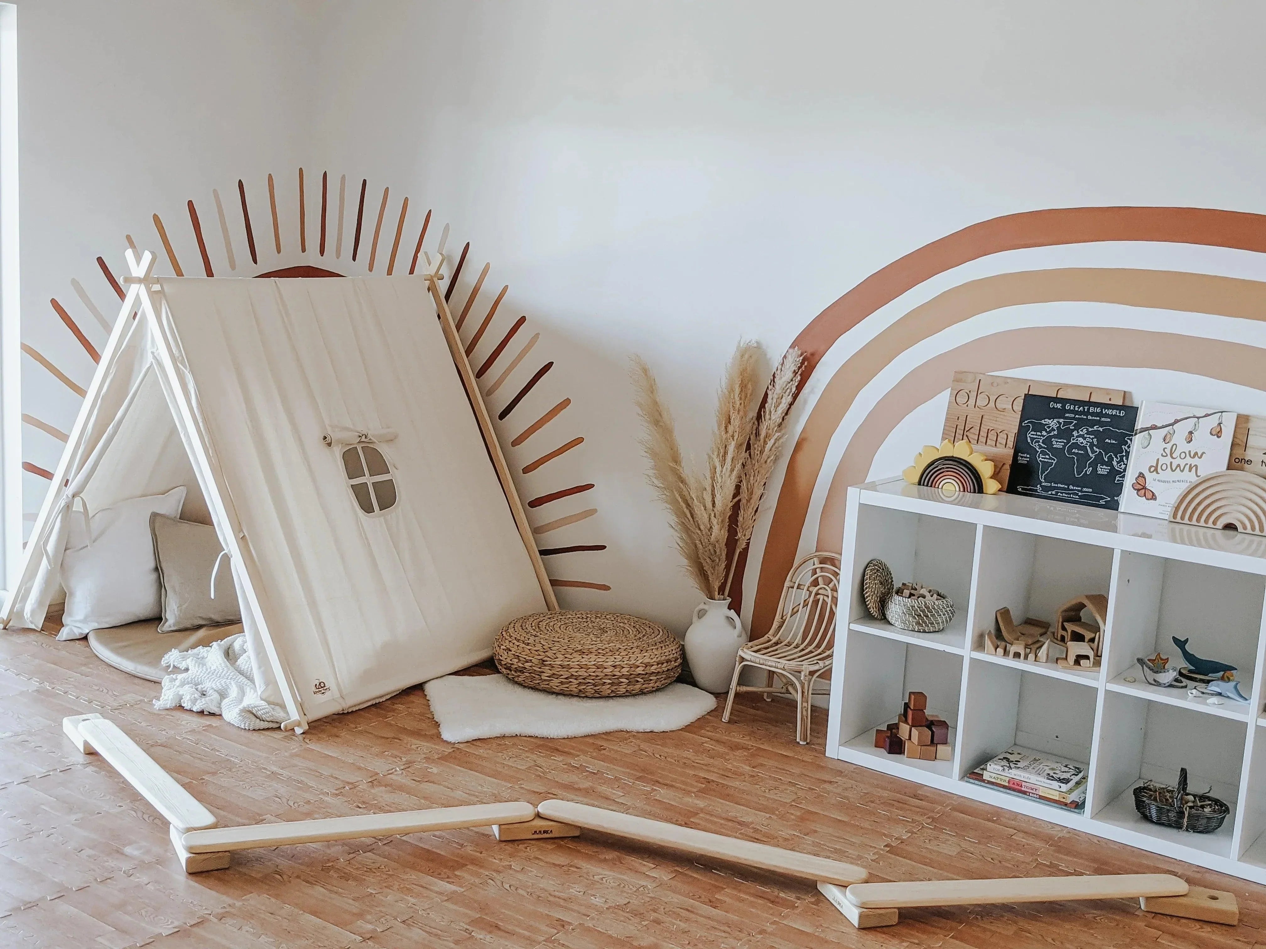 WOODEN BALANCE BEAM FOR KIDS by Wiwiurka Toys