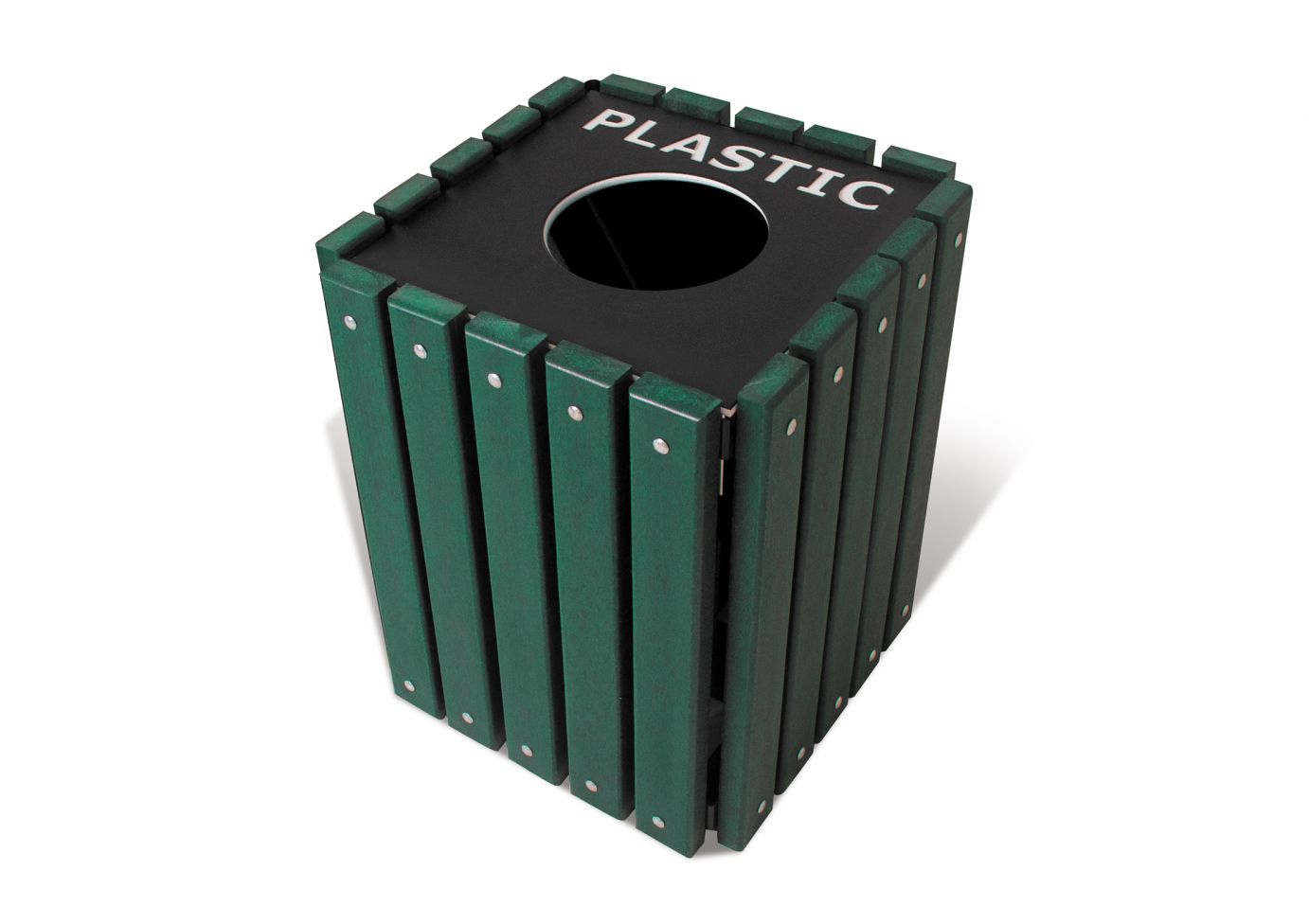 Square Recycled Plastic Recycling Trash Receptacle