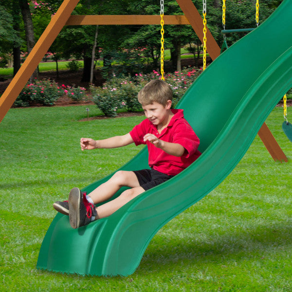Mountaineer Clubhouse AP Wooden Swing Set - Standard Wood Roof | WillyGoat Playground & Park Equipment