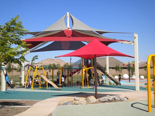 Super Span Multi-Level Multi-Panel Pyramid Shade Structure Shade