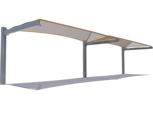 Full Cantilever Hip Roof Shade Structure with 10' Entry | WillyGoat.com