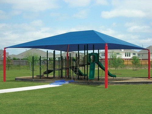 Hip Roof Shade Structure with 4 Posts and 10 Foot Entry