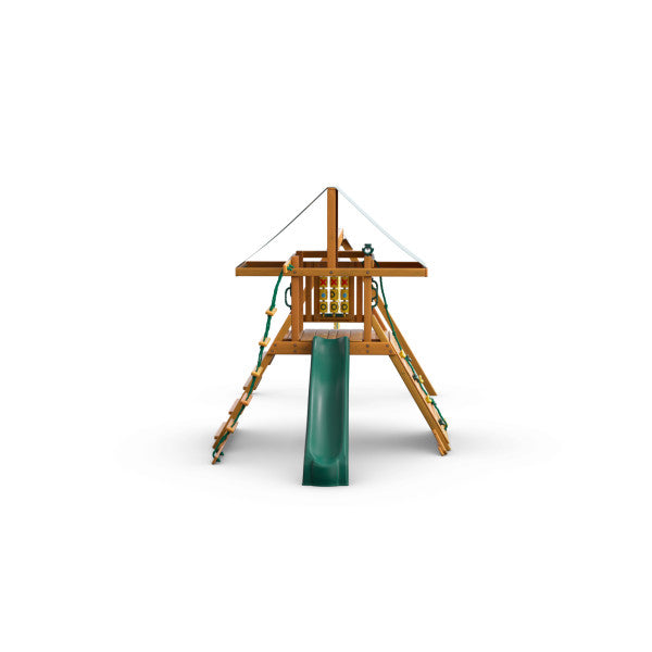 High Point Wooden Swing Set - Green Vinyl Canopy | WillyGoat Playground & Park Equipment