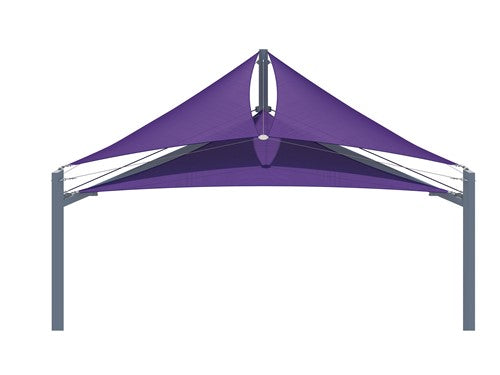 Super Span Multi-Level Multi-Panel Pyramid Shade Structure Side View