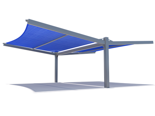Slanted Cantilever Wing Cabled Double Wide Shade Structure Perspective View